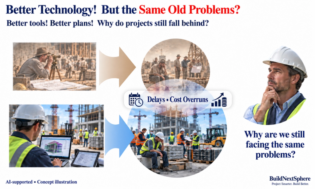 BuildNextSphere article cover on construction technology and project execution